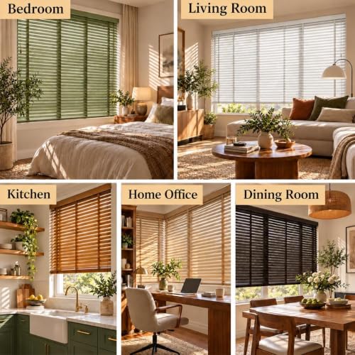Dark Brown 2-Inch Wooden Blinds - Custom Real Wood Window Shades