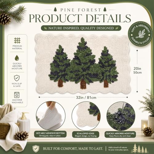 Junkin Christmas Tree Bathroom Rug - Scalloped Chenille Non-Slip Bath Mat