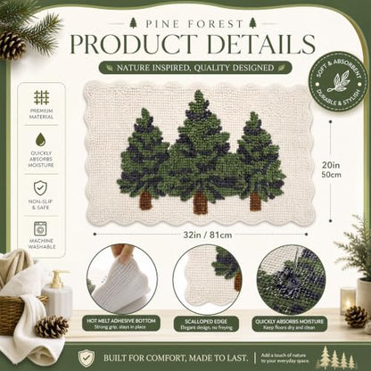 Junkin Christmas Tree Bathroom Rug - Scalloped Chenille Non-Slip Bath Mat