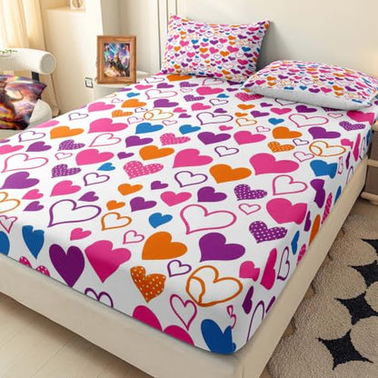 Vibrant Hearts Bed Sheet Set for Girls and Teens - Full Size, Multi-46 Variation