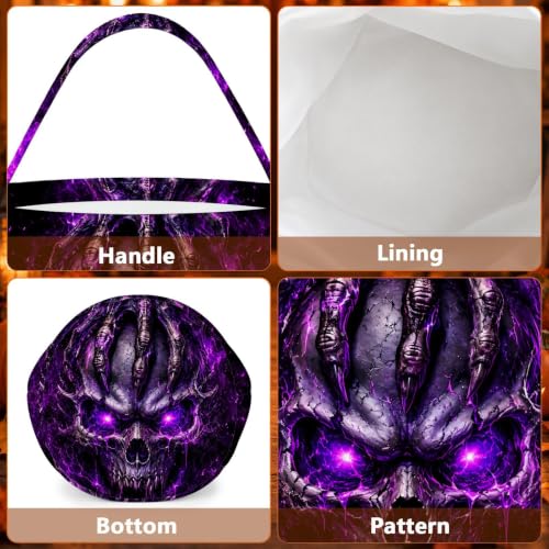 Halloween Purple Skull Trick-or-Treat Bag Foldable Candy Bucket - 1 Count
