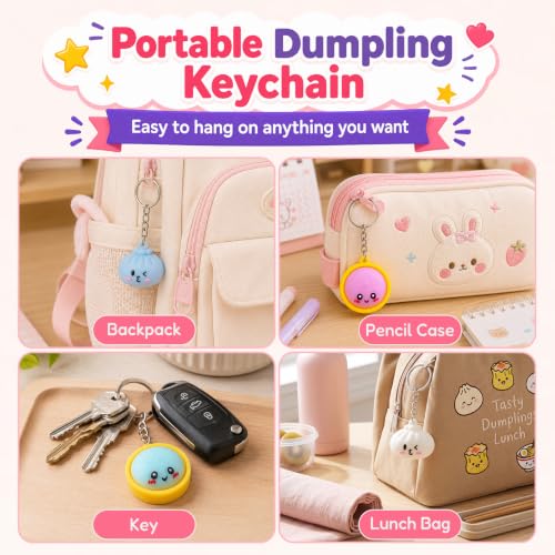 8Pcs Cute Dumpling Keychains with Steamer Ring for Backpack & Party Favors