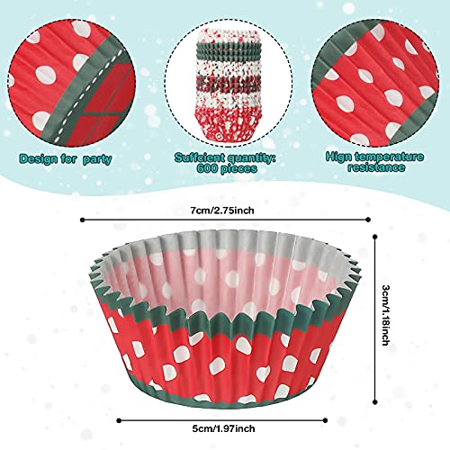 600 Count Christmas Cupcake Liners Muffin Paper Cups - Cheerful Series
