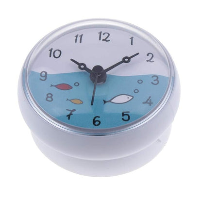 Mini Bathroom Clock with Suction Cup Mount – White, 75mm Dial