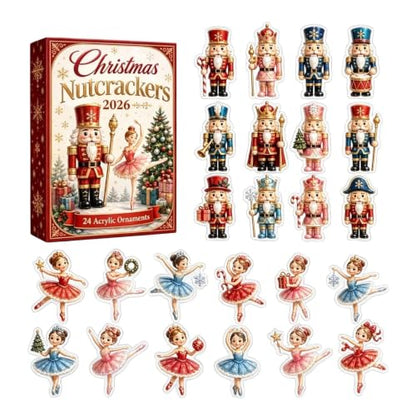 Christmas Nutcracker Advent Calendar with 24 Acrylic Dancer & Nutcracker Ornaments