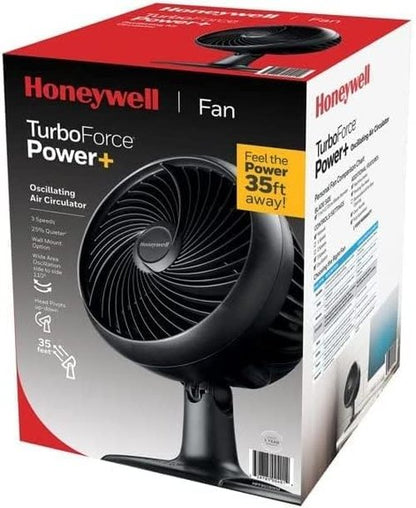 Honeywell TurboForce Table Fan - 10 Inch Oscillating Design with 3 Speed Settings | Black (Renewed)