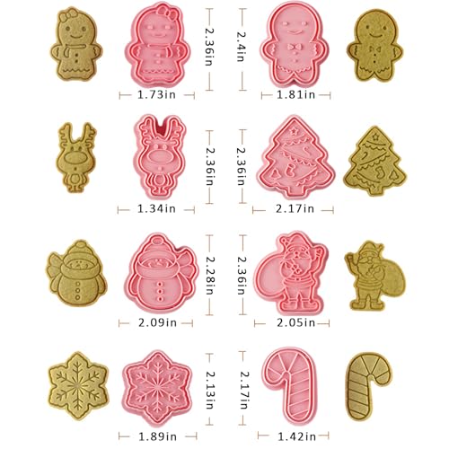 Pink Christmas Cookie Cutters Set 8 Pcs Baking Molds for Cookies Fondant and Pastries