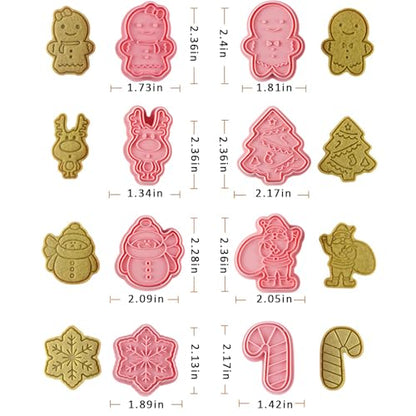 Pink Christmas Cookie Cutters Set 8 Pcs Baking Molds for Cookies Fondant and Pastries