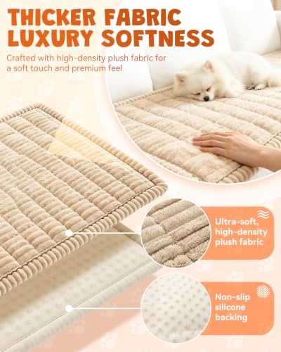 Pet Couch Cover Non-Slip Plush Sofa Protector Khaki 24x59