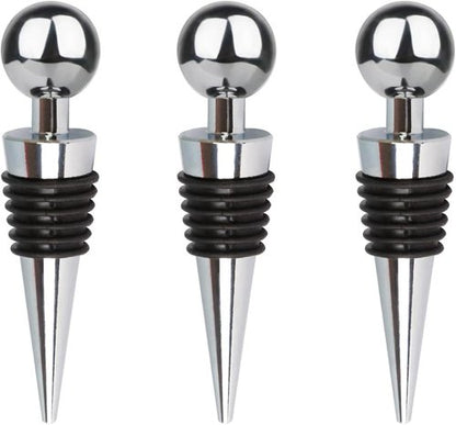 3 Pcs Wine Stoppers for Wine Bottles, Limso with Silicone Stopper Wine Saver, Reusable Vacuum Wine Stopper Bottle, Suitable for Standard Bottle Mouth (Silver)