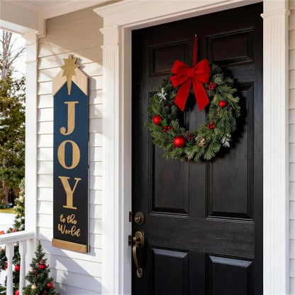 Double-Sided Nativity Porch Sign - 42" Leaning Wood Decor with JOY to the World