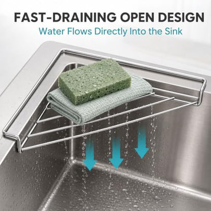 2 Pcs Stainless Steel Corner Sink Shelf Drying Rack Organizer - Space Saving Triangular Design