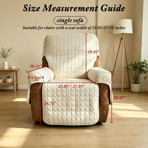 Non-Slip Recliner Cover with Pockets for 22-inch Coffee Recliners - Washable