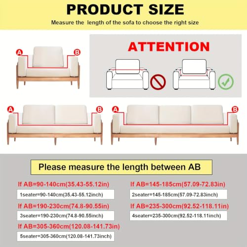 Jacquard Wave Stretch Couch Slipcover 4 Seater Beige All-Inclusive Elastic Fit