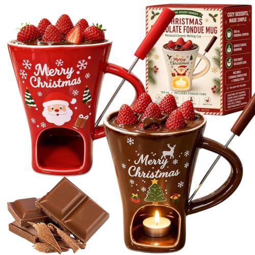 Mini Ceramic Chocolate Melting Mug Set - 2PCS with Vent and Handle - C-2PCS