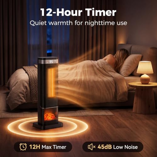 24-Inch Electric Space Heater with Oscillation, 1500W Portable Indoor Heating