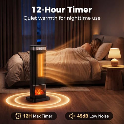 24-Inch Electric Space Heater with Oscillation, 1500W Portable Indoor Heating