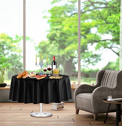 Black Round Plastic Tablecloth 84 Inch Disposable Waterproof Party Cover - 2 Pack