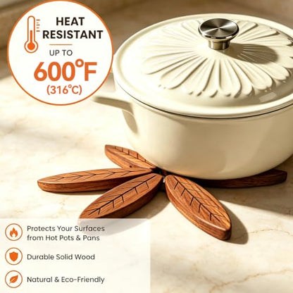 Brown Wooden Christmas Tree Trivet Set - Stackable Hot Dish Protectors