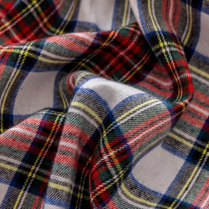 Joyfol Day Christmas Plaid Ruffled Square Tablecloth 60x60 Inch - Red White