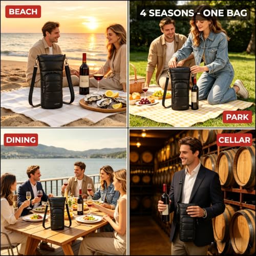 Insulated Wine Carrier Tote Bag with Leakproof Design for Travel Picnic Beach