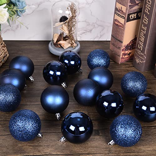 Deep Blue Christmas Ball Ornaments 30pcs 2.36 Inch Shatterproof Holiday Tree Decorations