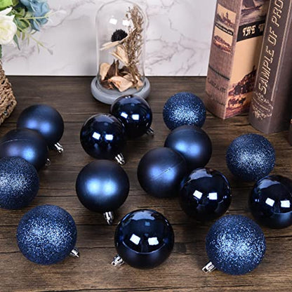 Deep Blue Christmas Ball Ornaments 30pcs 2.36 Inch Shatterproof Holiday Tree Decorations