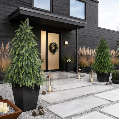 Set of 2 Artificial 4FT Norfolk Pine Trees for Holiday Decor Outdoor Indoor