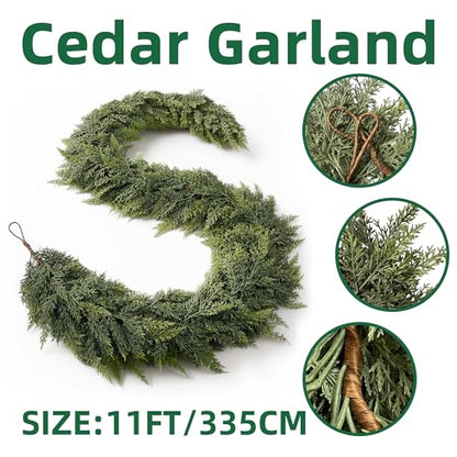 11 Ft Cedar Garland Artificial Christmas Wreath Decor - 2 Pieces