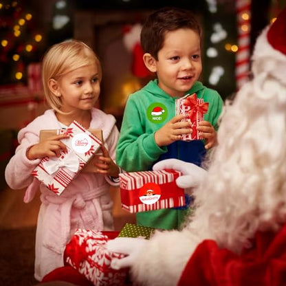 Christmas Naughty or Nice Stickers 48 Pack - Holiday Gift Labels for Kids & Adults