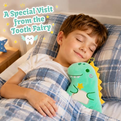 6-Inch Dinosaur Plush Tooth Fairy Gift with Tooth Holder Pocket for Kids