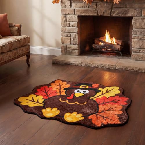Thanksgiving Turkey Bathroom Rug Mat - Fall Decor for Kitchen & Entryway