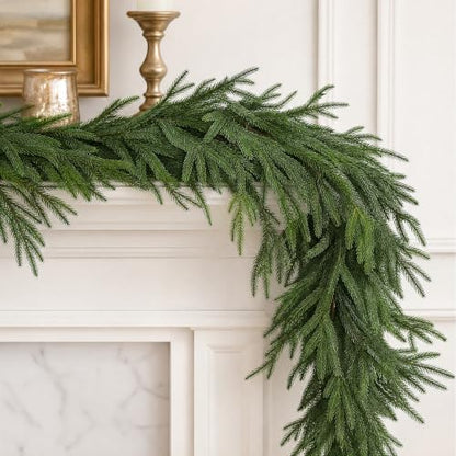 6ft Real Touch Norfolk Pine Garland Set - Indoor & Outdoor Holiday Decor