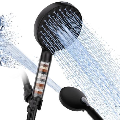 Filtered Handheld Shower Head with 9 Spray Modes & Water Softener Beads