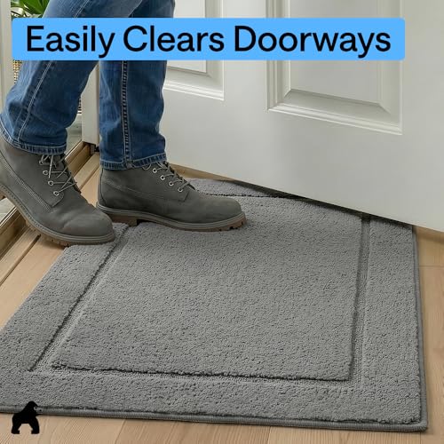 Indoor Door Mat 35x22 Gray with Rubber Backing - Heavy Duty Entry Rug