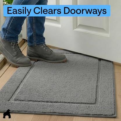 Indoor Door Mat 35x22 Gray with Rubber Backing - Heavy Duty Entry Rug