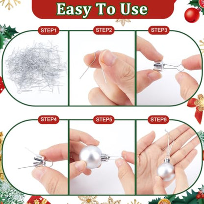 Christmas Ornament Hooks Set - Silver, 200 Pieces for Glass & Porcelain Decorations