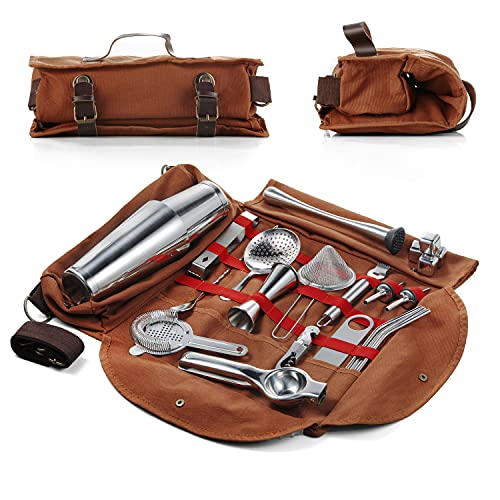 25-Piece Professional Bartender Kit with Travel Bag - Cocktail Shaker Set for Home & Parties