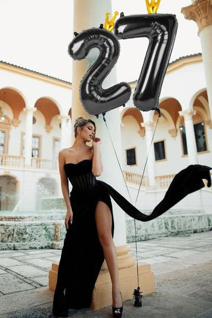Black 40-Inch Number 6 Balloon - Perfect for Wednesday Birthday Party Decorations | Black Party Supplies