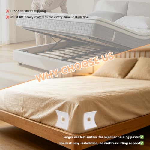 Bed Sheet Clips for Corners - Snap-Lock Mattress Grippers (4 Pack)