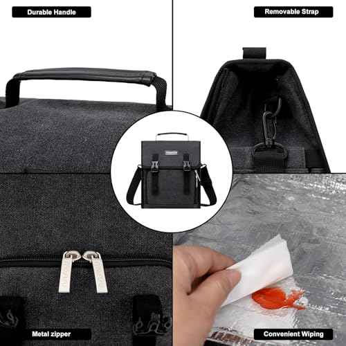 MOSISO Lunch Bag, Insulated Lunch Box for Women Men, Large Capacity Tote Bag, Reusable Leakproof Flapover Cooler with Front Pocket & Shoulder Strap for Office, Work, Travel, Picnic, Beach, Black
