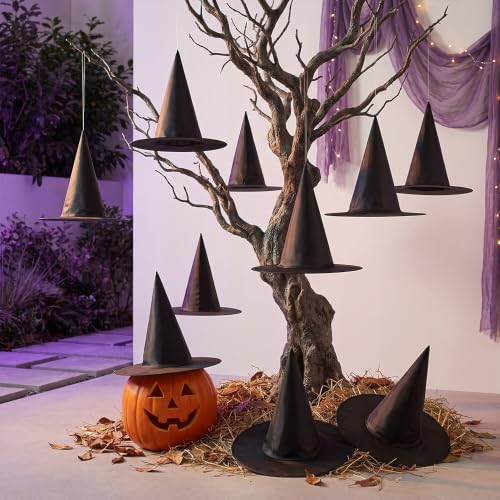12 Pack Halloween Witch Hats Decorations Outdoor Hanging Decor