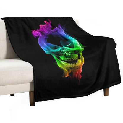 Smoking Skull Blanket Throw Soft Warm Flannel Blanket for Bed Sofa Couch Halloween for Kids 50"x40"