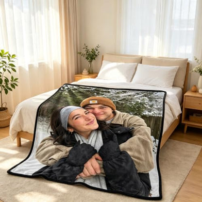 Baby Size Custom Photo Blanket with Text - Flannel Throw for Kids & Gifts
