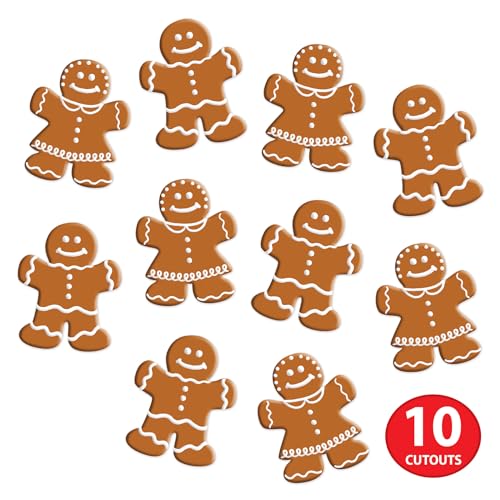 10 Pack Mini Gingerbread Cutouts - Christmas Cookie Decorations & Crafts