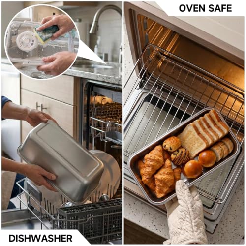 Large Stainless Steel Bread Storage Box with Lid - 1.59 Gallon Capacity