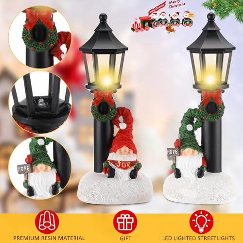 Lighted Christmas Gnome Decor Set - Resin Holiday Centerpieces, 10 Inches