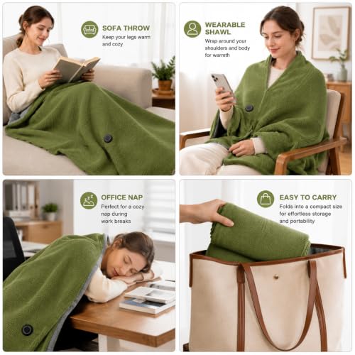 Green Heated Shawl Wrap for Women Portable Warm Clothing 2027