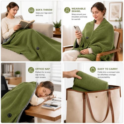 Green Heated Shawl Wrap for Women Portable Warm Clothing 2027