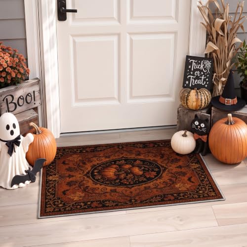 Halloween Pumpkin Maple Leaf Rug 2x10 Runner Non Slip Indoor Outdoor Decor
